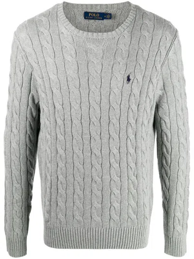 Polo Ralph Lauren Cable Knit Long Sleeve Sweater In Gray