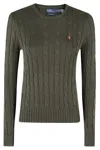 Polo Ralph Lauren Cable-knit Cotton Crewneck Sweater In Grey