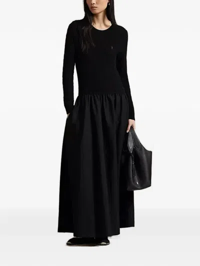 Polo Ralph Lauren Cable-knit Maxi Dress In Black
