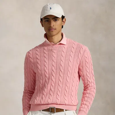 Polo Ralph Lauren Cable-knit Mineral-dyed Cotton Sweater In Rose