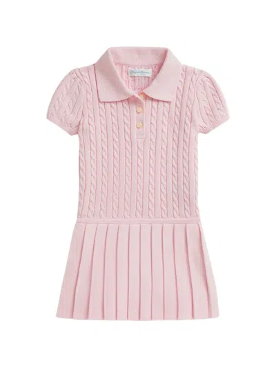 Polo Ralph Lauren Babies' Cable-knit Pleated Dress In Pink