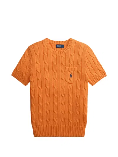 Polo Ralph Lauren Cable-knit Pocket Sweater In Orange