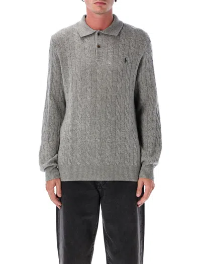 Polo Ralph Lauren Cable Knit Polo In Brown