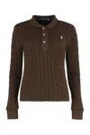 Polo Ralph Lauren Cable Knit Polo In Brown
