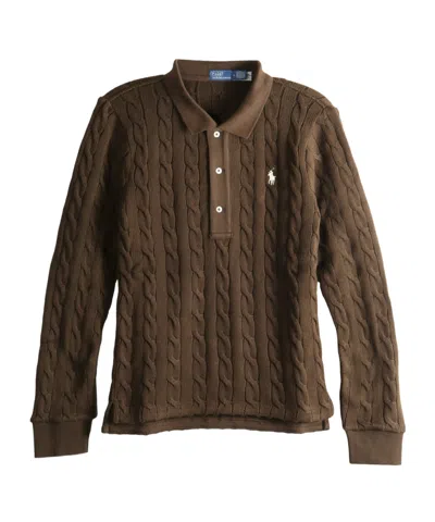 Polo Ralph Lauren Cable-knit Polo Jumper In Brown