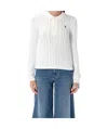 Polo Ralph Lauren Cable Knit Long Sleeve Polo In White