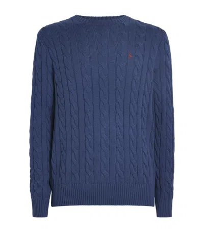 Polo Ralph Lauren Cable-knit Polo Pony Sweater In Blue