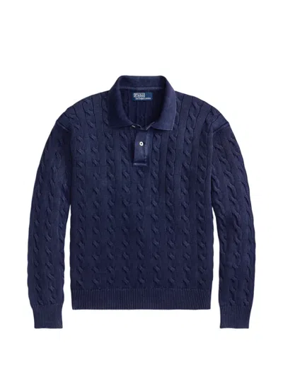 Polo Ralph Lauren Relaxed Fit Cable Knit Cotton Sweater In Blue