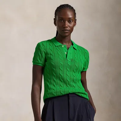 Polo Ralph Lauren Cable-knit Polo Shirt In Bright Clover