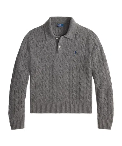 Polo Ralph Lauren Cable-knit Polo Shirt In Gray