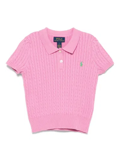 Polo Ralph Lauren Kids' Cable-knit Polo Shirt In Pink