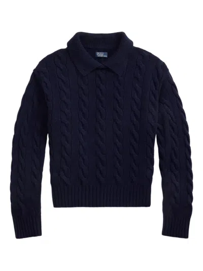 Polo Ralph Lauren Cable-knit Polo Sweater In Blue