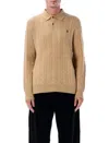 Polo Ralph Lauren Cable-knit Wool And Cashmere-blend Polo Jumper In Brown