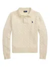 Polo Ralph Lauren Cable Knit Long Sleeve Shirt In Neutral