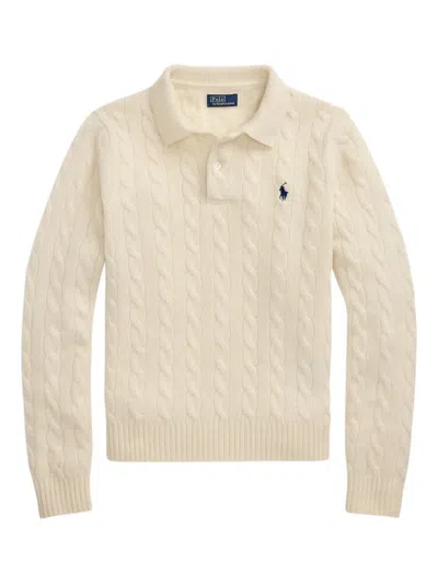 Polo Ralph Lauren Cable-knit Polo Sweater In Neutral