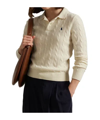 Polo Ralph Lauren Long-sleeved Polo Neck Sweater In White