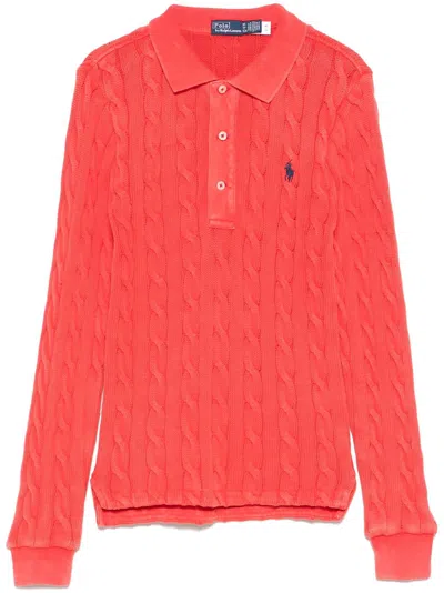 Polo Ralph Lauren Cable-knit Polo Top In Red