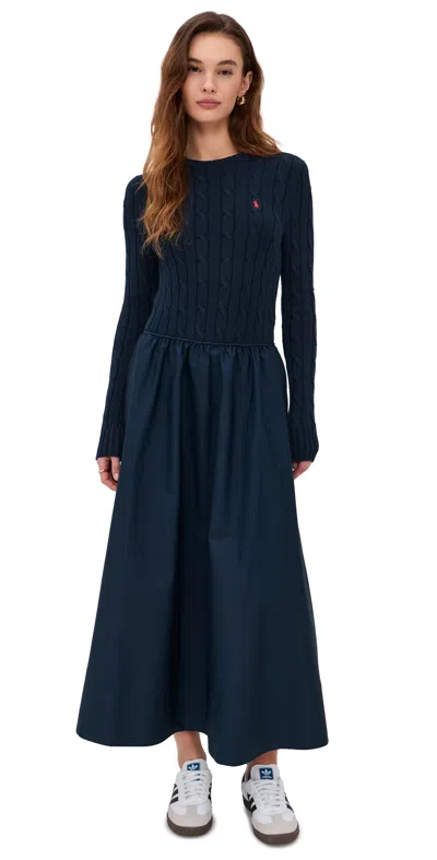 Polo Ralph Lauren Cotton-blend Maxi Dress In Blue