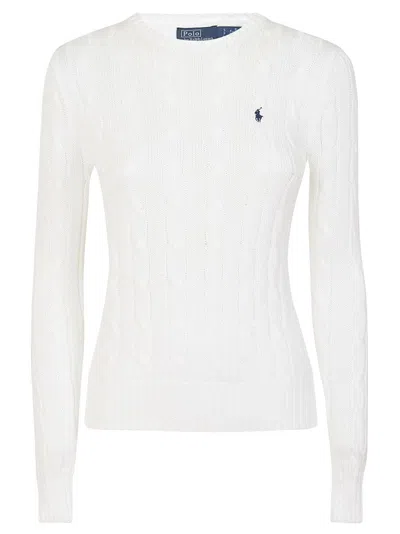 Polo Ralph Lauren Cable-knit Pullover With Iconic Pony Emblem In White