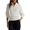 Polo Ralph Lauren Cable-knit Cotton Quarter-zip Sweater In White