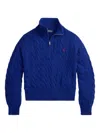 Polo Ralph Lauren Cable-knit Quarter-zip Sweater In Blue