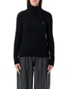 Polo Ralph Lauren Wool And Cashmere Cable-knit Turtleneck Sweater In Black