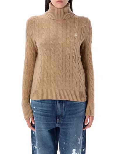 Polo Ralph Lauren Cable-knit Roll Neck Jumper In Brown