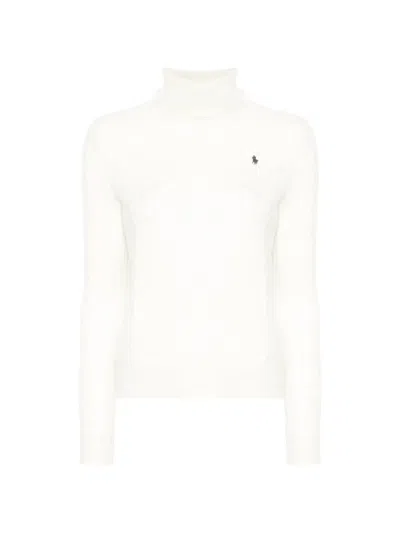 Polo Ralph Lauren Embroidered Turtleneck Sweater In White