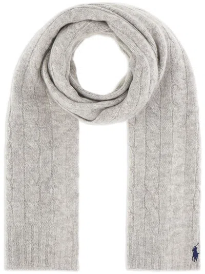 Polo Ralph Lauren Cable-knit Scarf In Grey