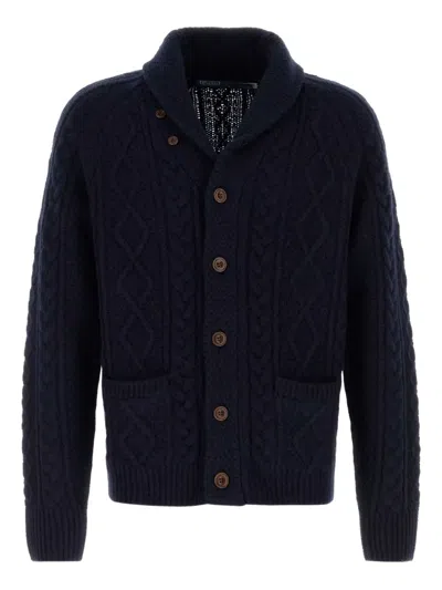 Polo Ralph Lauren Cable-knit Shawl-collar Cardigan In Blue