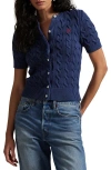 Polo Ralph Lauren Cable-knit Cotton Short-sleeve Cardigan In Midnight Royal