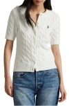 Polo Ralph Lauren Cable-knit Cotton Short-sleeve Cardigan In White