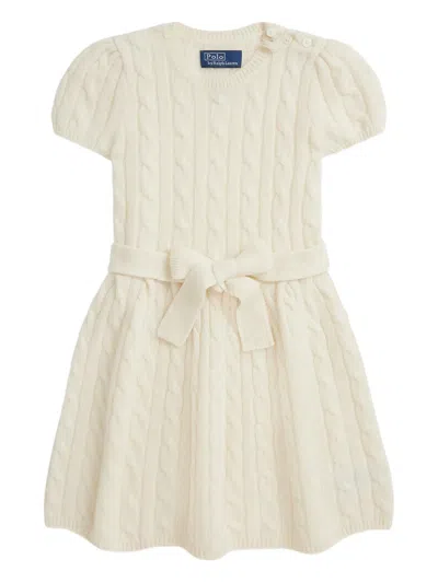 Polo Ralph Lauren Kids' Cable-knit Short-sleeve Dress In Neutral
