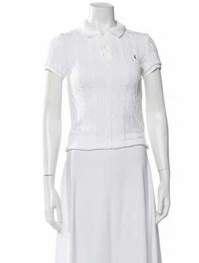 Pre-owned Polo Ralph Lauren Cable Knit Short Sleeve Polo In White
