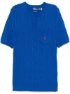 Polo Ralph Lauren Cable Knit Sweater Chest Pocket In 蓝色