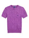 Polo Ralph Lauren Cable-knit Short-sleeve Top In Purple