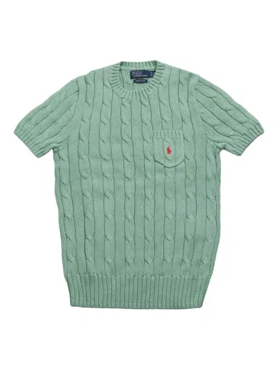 Polo Ralph Lauren Cable-knit Short-sleeve Top In Green