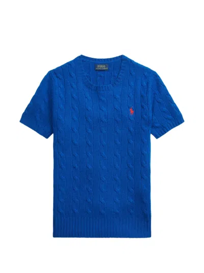 Polo Ralph Lauren Cable Knit Short Sleeve T-shirt In Blue