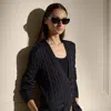 Polo Ralph Lauren Cable-knit Silk Cardigan Sweater In Black