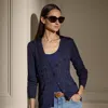 Polo Ralph Lauren Cable-knit Silk Cardigan Sweater In Lux Navy