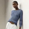 Polo Ralph Lauren Cable-knit Silk Crewneck Sweater In Cornflower