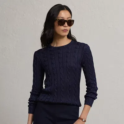 Polo Ralph Lauren Cable-knit Silk Sweater In Lux Navy