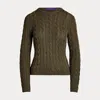 Polo Ralph Lauren Cable-knit Silk Crewneck Sweater In Brown
