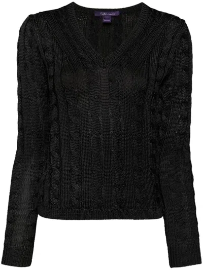 Polo Ralph Lauren Cable-knit Silk Jumper In Black