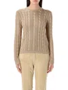 Polo Ralph Lauren Ralph Lauren Cable-knit Silk Crewneck Jumper In Lux Tan