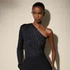 Polo Ralph Lauren Cable-knit Silk One-shoulder Sweater In Black
