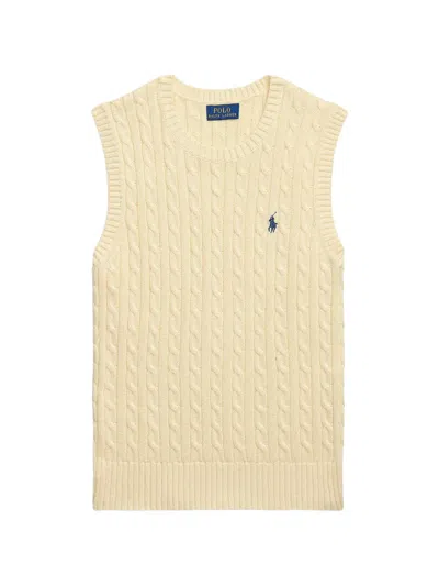 Polo Ralph Lauren Cable-knit Sleeveless Top In Metallic