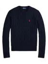 Polo Ralph Lauren Cable-knit Slim Fit Cotton Crewneck Jumper In Blue