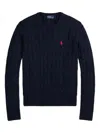 Polo Ralph Lauren Cable-knit Slim Fit Cotton Crewneck Jumper Clothing In Blue