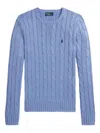 Polo Ralph Lauren Cable-knit Slim Fit Cotton Crewneck Jumper Clothing In Blue